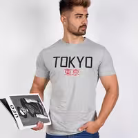 تی شرت مردانه سایز 2XL مدل TOKYO طوسی
