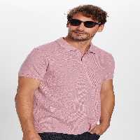تی شرت یقه پولو صورتی مردانه برش باریک 100 ٪ پنبه گل رز خشک چوگان T Tudors