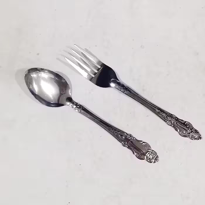 قاشق و چنگال استیل معمولی مناسب برای استفاده در باغ و پیک نیک و... 