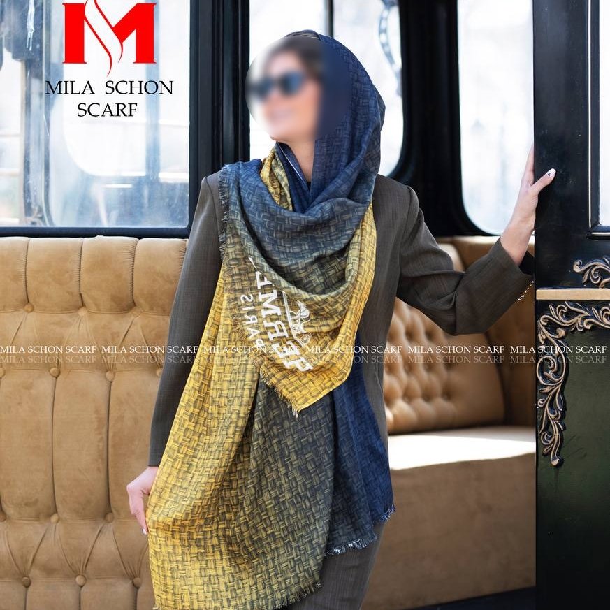 شال نخی طوسی خردلی