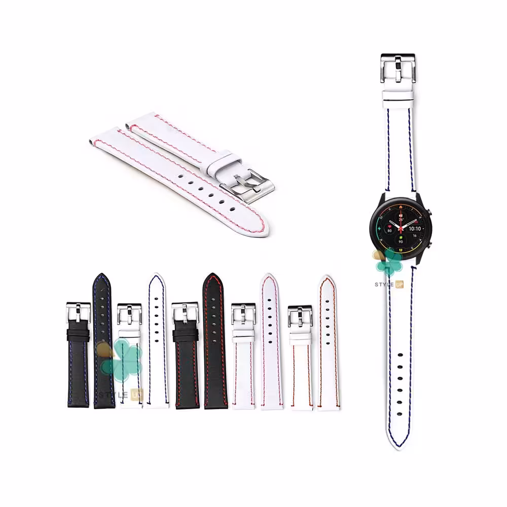بند چرم ساعت شیائومی Xiaomi Mi Watch XMWTCL02 مدل دوخت رنگی