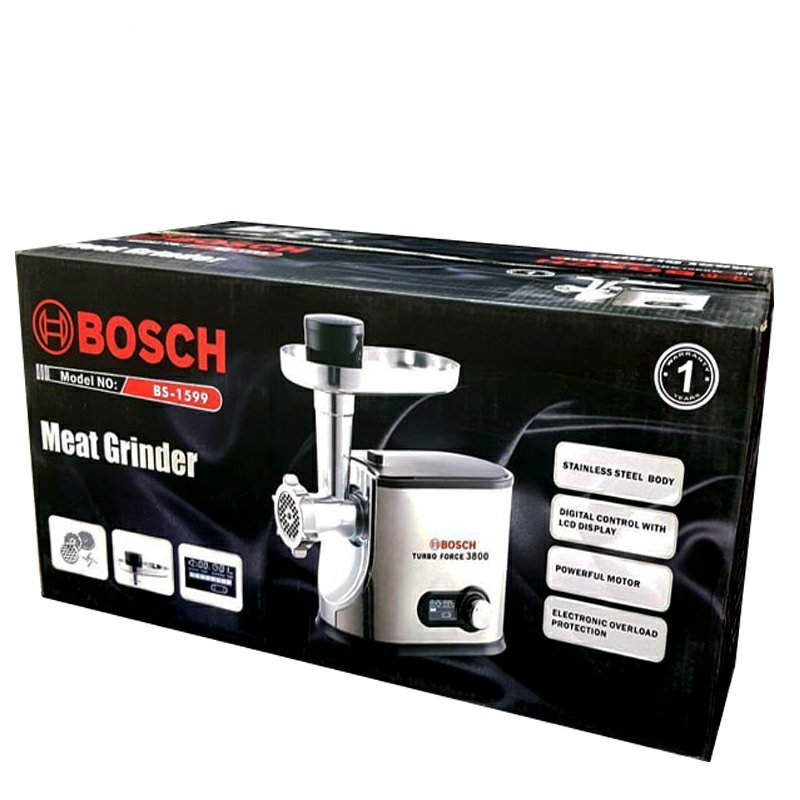 چرخ گوشت 3800وات گیرباکسی بوش مدل 1599  با گارانتی دارای صفحه نمایش و تنظیمات سرعت