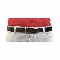 کمربند مشکی مردانه و زنانه چرم اصل جدید بادوام با سنجاق سگک نقره ای براق 4 سانتی متری GoDeri