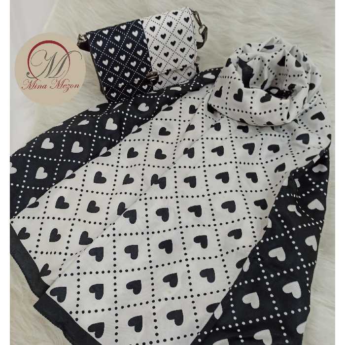 ست شال و کیف پاسپورتی قلبی کد 2004