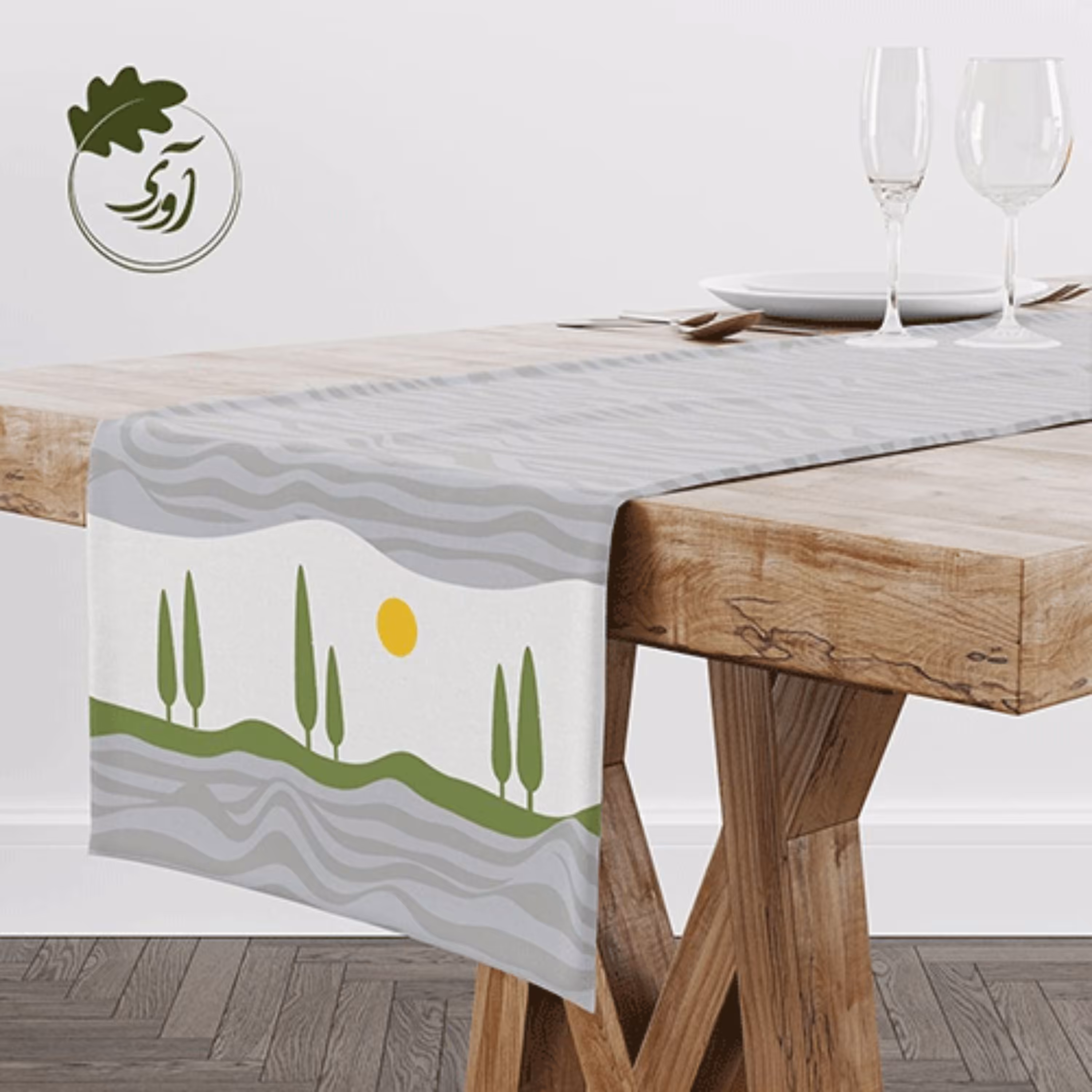 رانر  مخمل طرح سرو سهی 130 سانتی