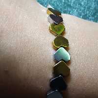 دستبند قلبی ترکیبی سنگ حدید رنگ ثابت کد (303)