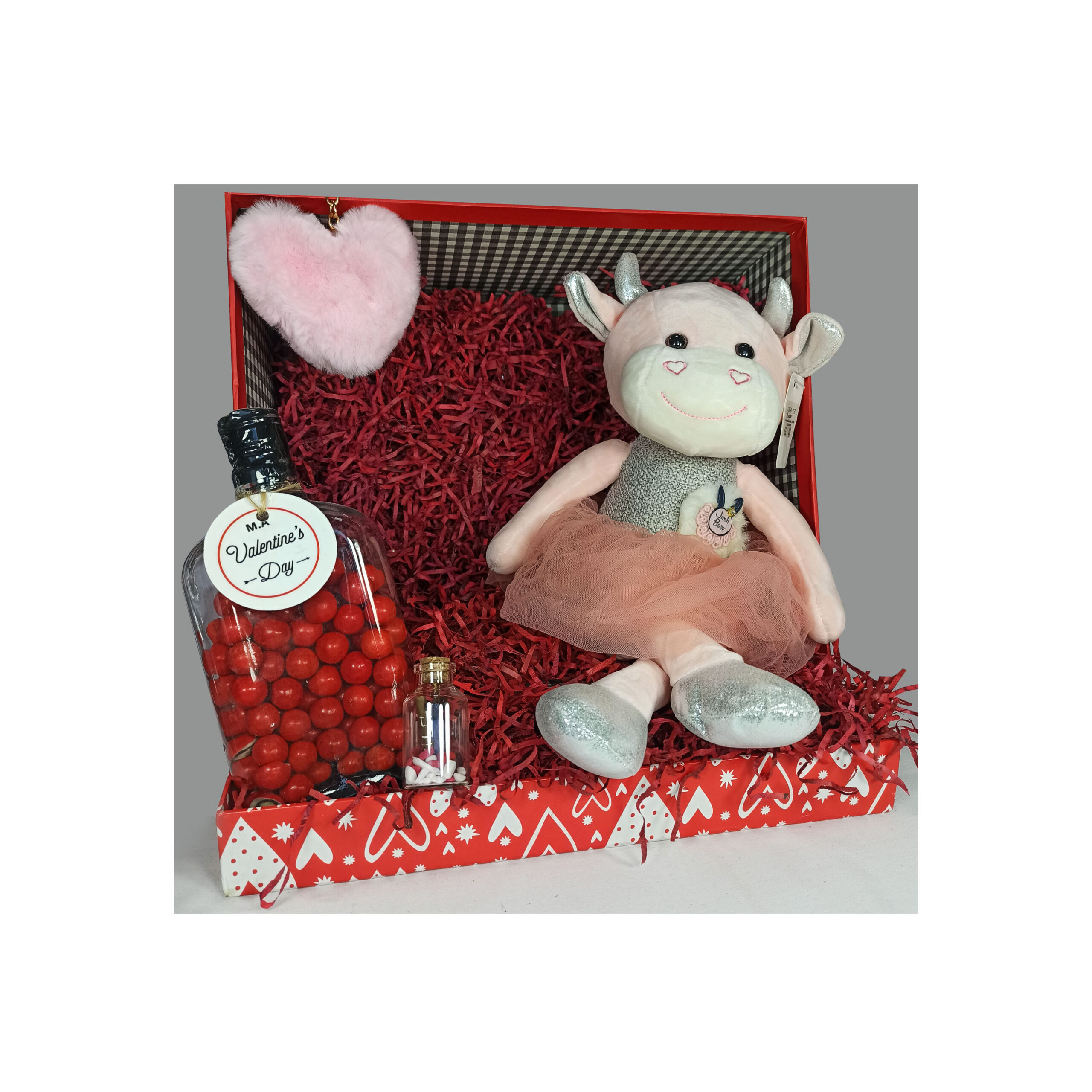 کادو آماده ولنتاین دخترانه با عروسک گاو