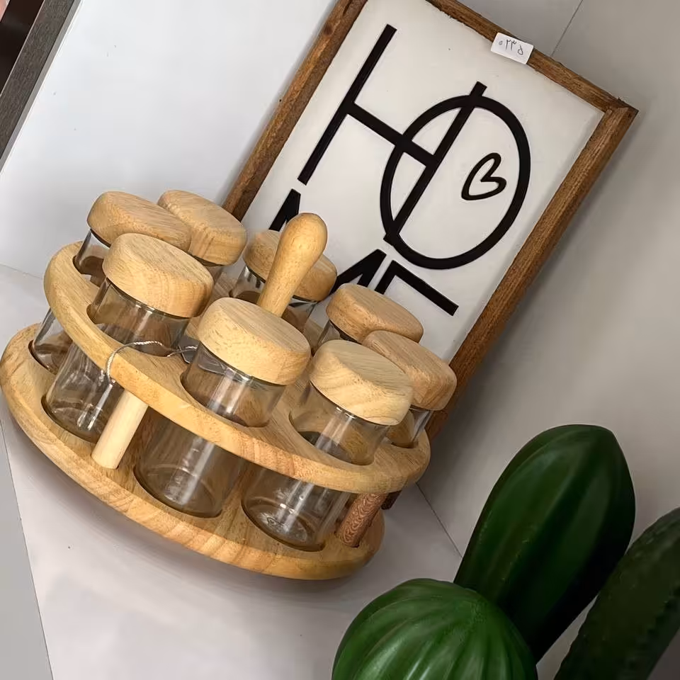 ظرف ادویه گردان  چوبی 