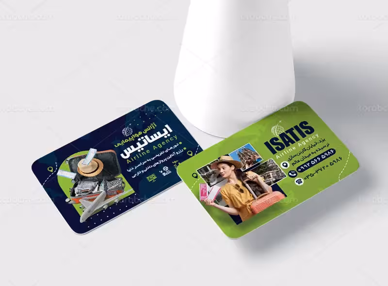 طرح لایه باز کارت ویزیت آژانس مسافرتی | گرافیک با طعم تربچه