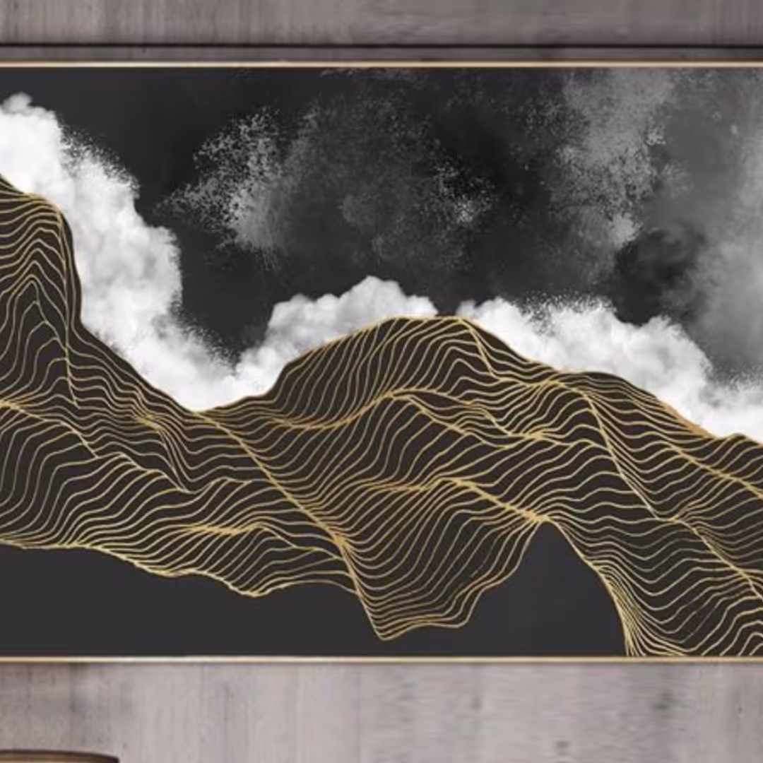 تابلو دکوراتیو انتزاعی سبک آبستره 100 در 80 سانتیمتر برجسته با تکنیک تکسچر و ورق طلا عکس ژورنالی میباشد 