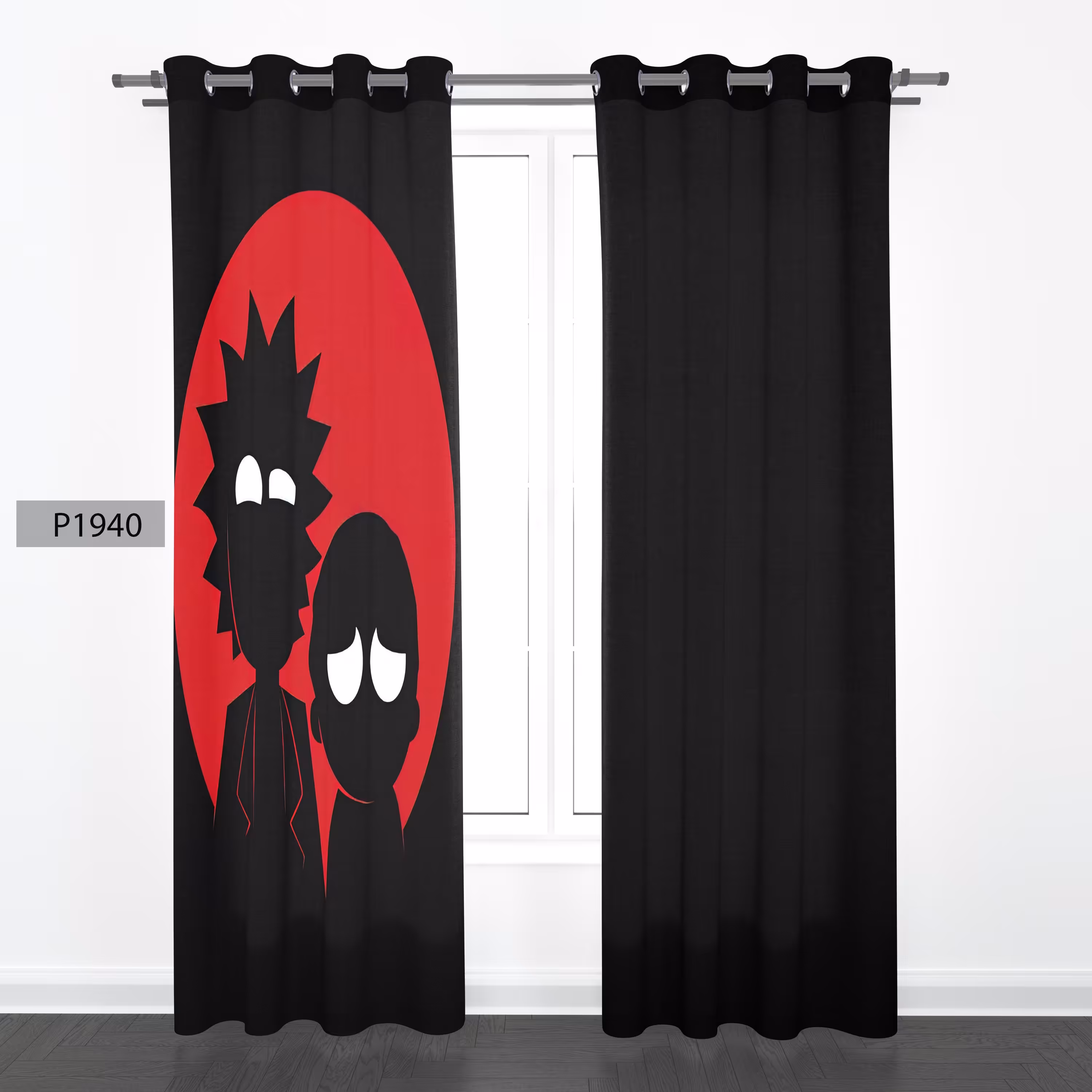 پرده هازان چاپی دوقواره دوخته شده پانچ شده هر قواره عرض 140ارتفاع 190 کد1940