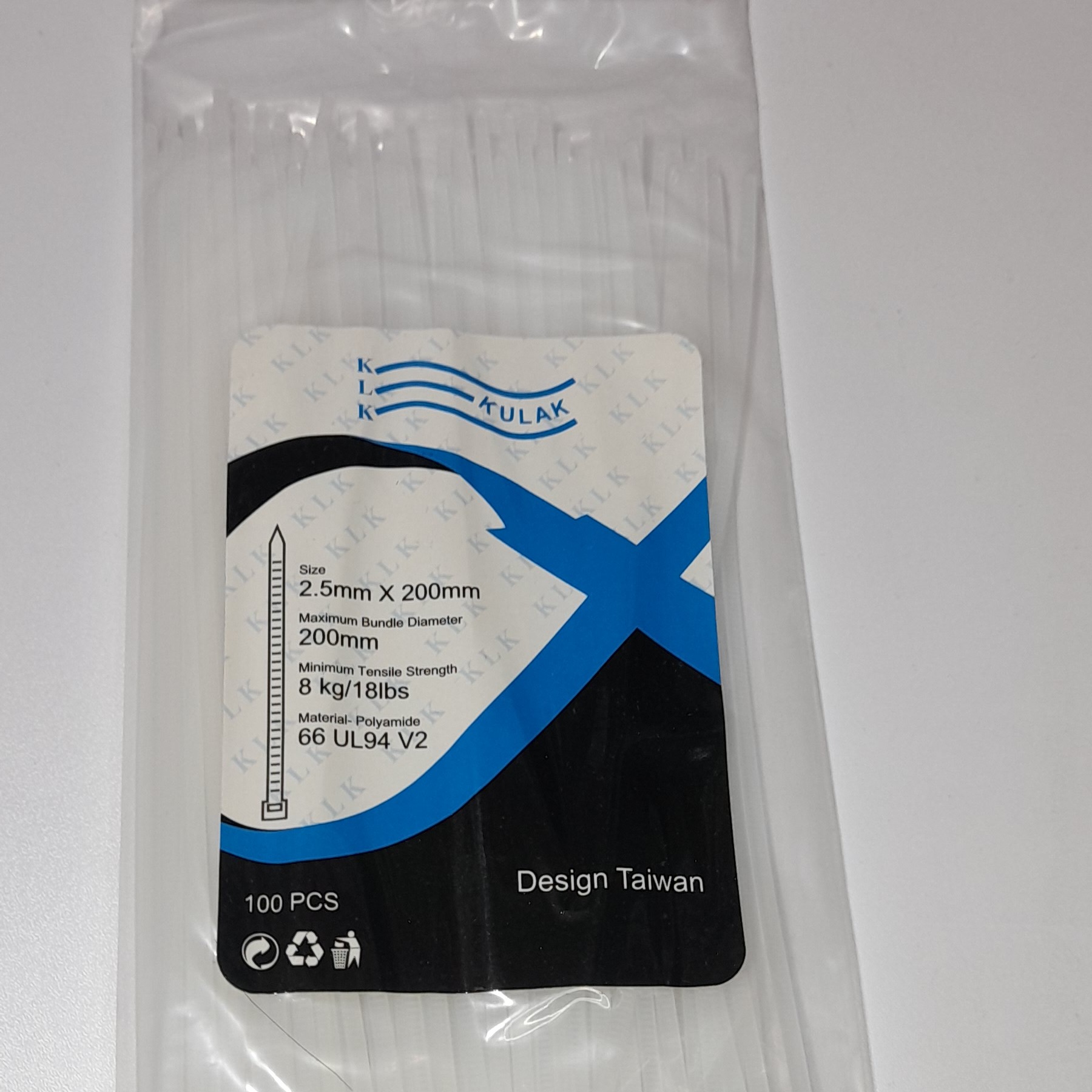 بست کمربندی 20 سانت تعداد در بسته 100 عدد رنگ سفید