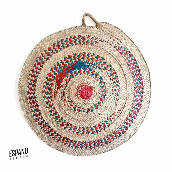 سفره حصیری رنگی طرح فخریه - ساخته شده از برگ نخل  سایز80 سانتی از برند اسپند