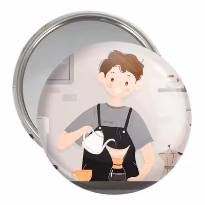 آینه جیبی خندالو مدل باریستا کافه چی کد 28135