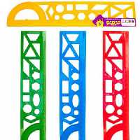 خط کش ژله ای نشکن 30 سانتی متر شابلون دار، نقاله دار