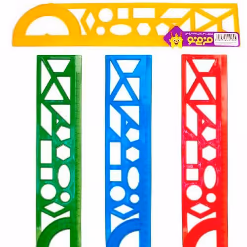 خط کش ژله ای نشکن 30 سانتی متر شابلون دار، نقاله دار