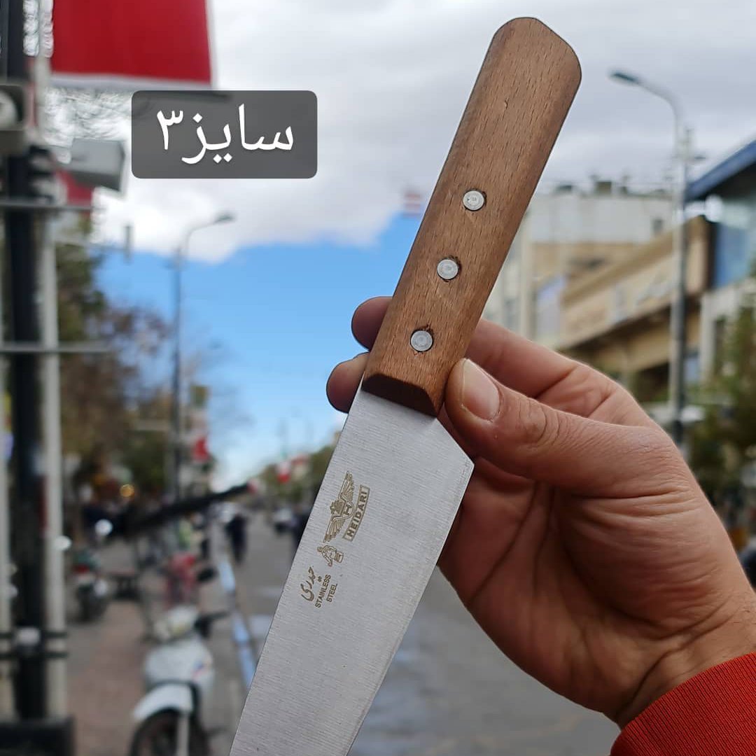 چاقو آشپزخانه جنس تیغه فولاد استیل ضد زنگ دسته چوب  جنگل سایز 3 