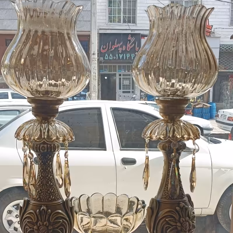 شمعدان شمعدانی شمعدان برنجی آبکاری 