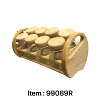 جا ادویه استند دار نمک پاشی شیشه و چوب رابروود 8 عددی مستطیل کج کد 99089
