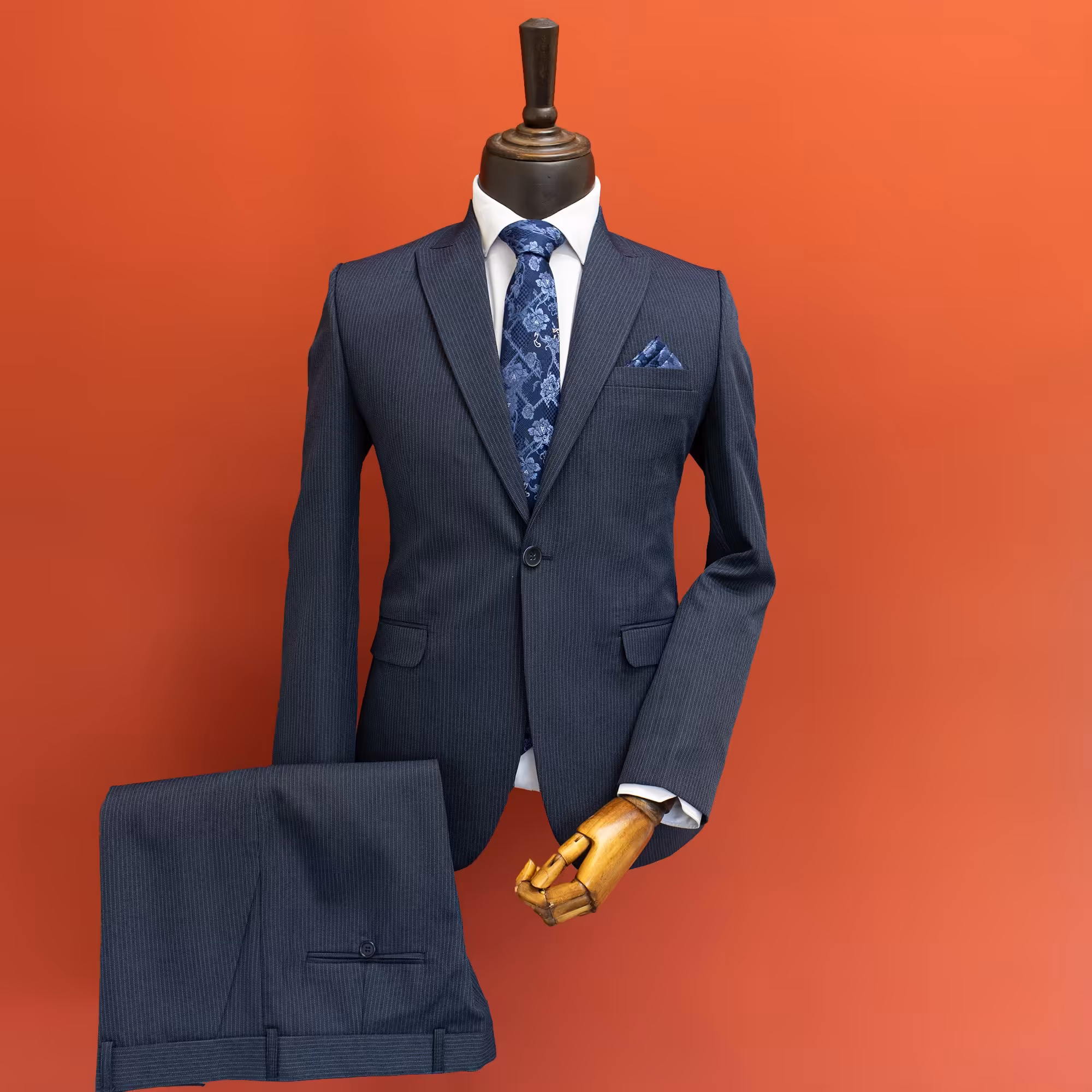 کت و شلوار مردانه دیپلمات ریز سرمه ای با ارسال رایگان