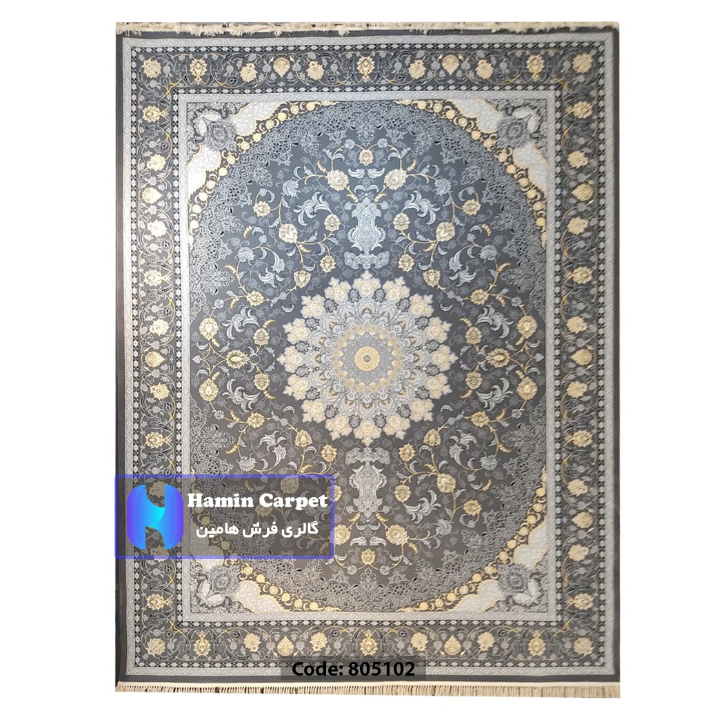 فرش 4 متری 700شانه تراکم 2550 نخ آکلریک رنگ زمینه متالیک کد AR805102
