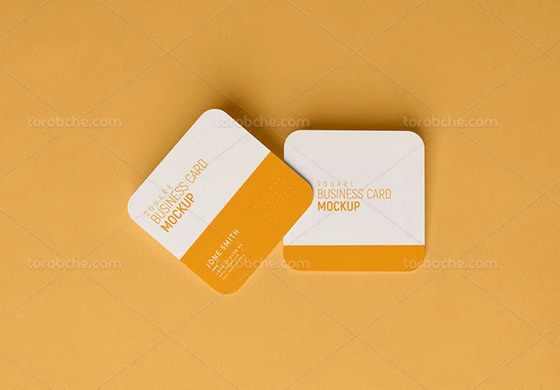 موکاپ PSD کارت ویزیت مربع از زاویه بالا | گرافیک با طعم تربچه