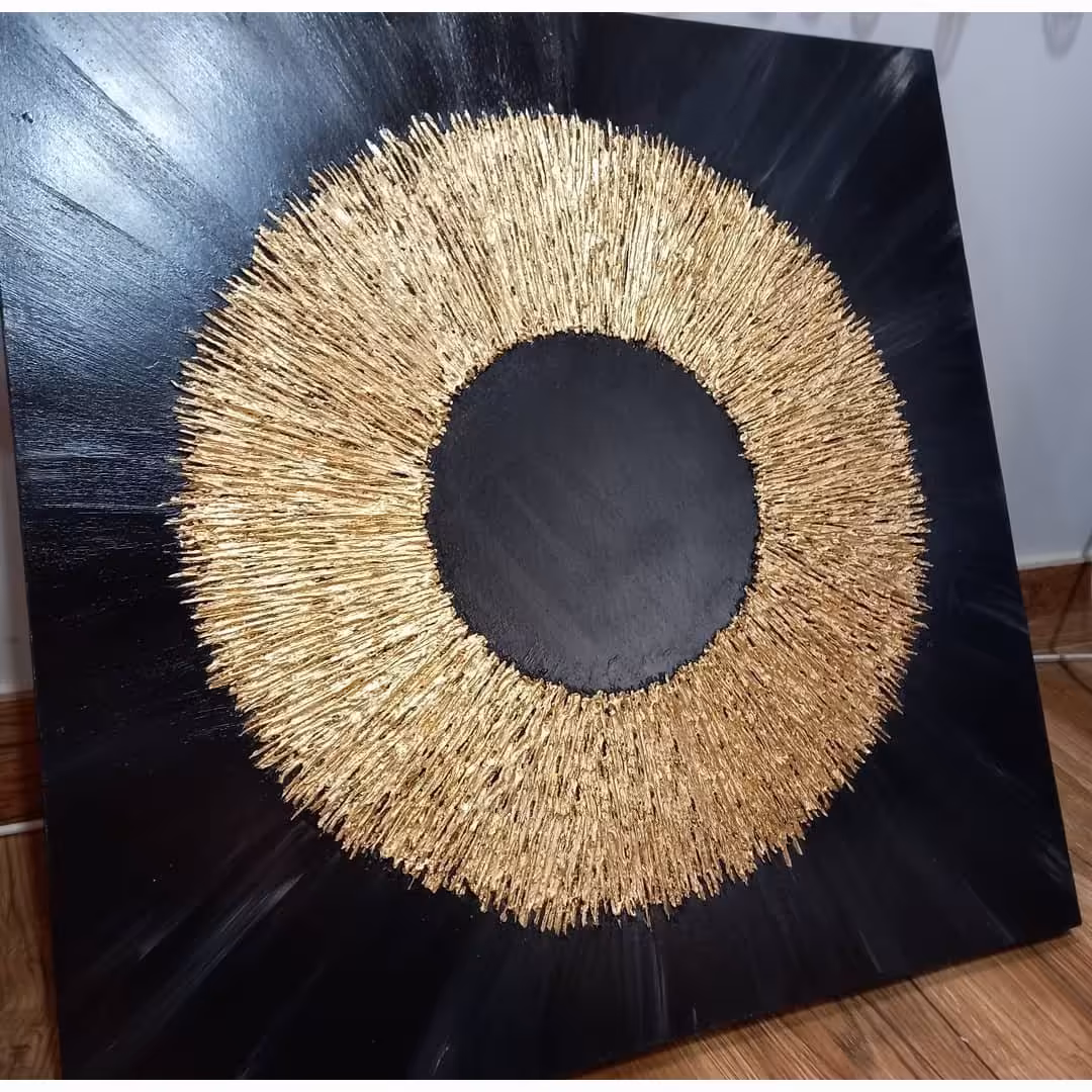 نقاشی برجسته طرح خورشید طلایی