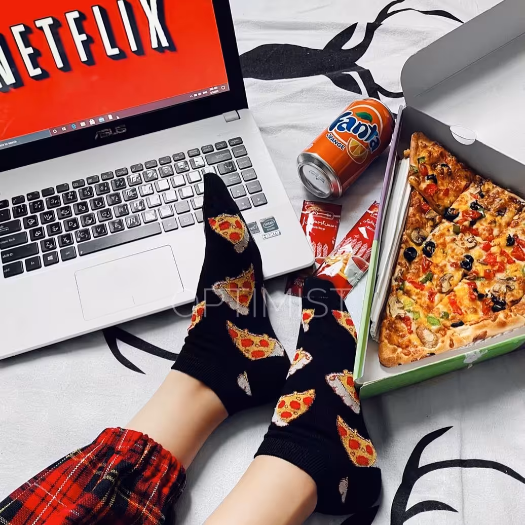 جوراب مچی طرح پیتزایی فری سایز نخ پنبه