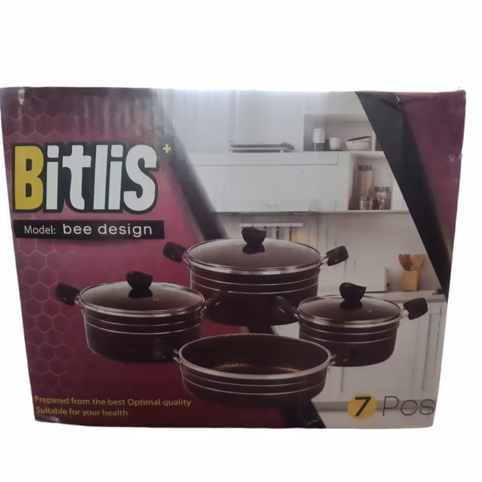 سرویس قابلمه 7 پارچه ی کف گرانیتی بیتلیس مدل bee design رنگ مشکی