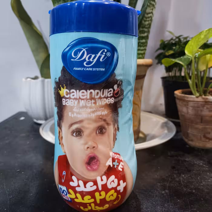 دستمال مرطوب استوانه ای کالاندولا بسته 50 عددی دافی حاوی ویتامین A و E