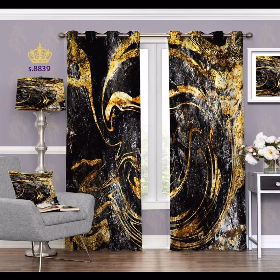 پرده پذیرایی دو قواره طرح رزین کد S8839