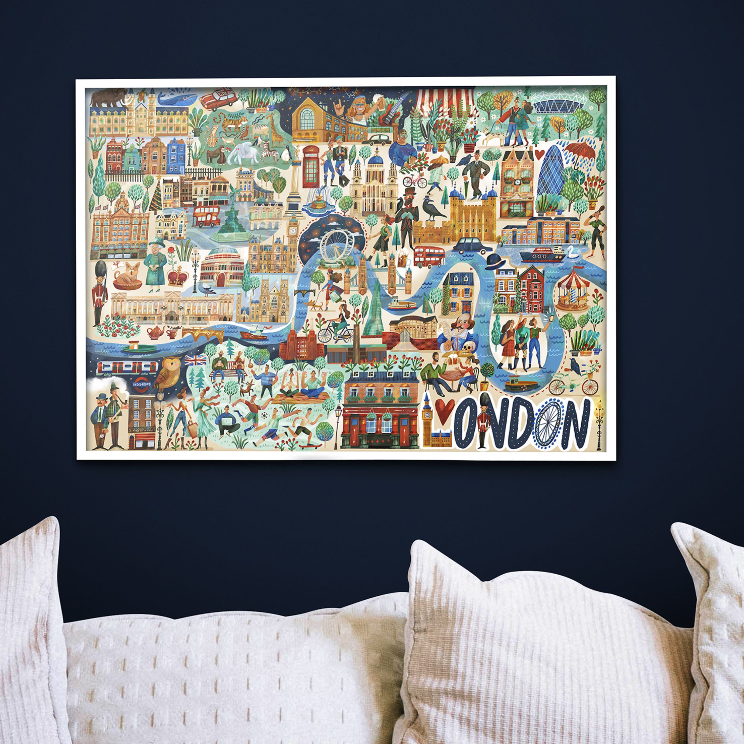 تابلو شاسی طرح شهر لندن سایز 50 در 70 (دیوار کوب)