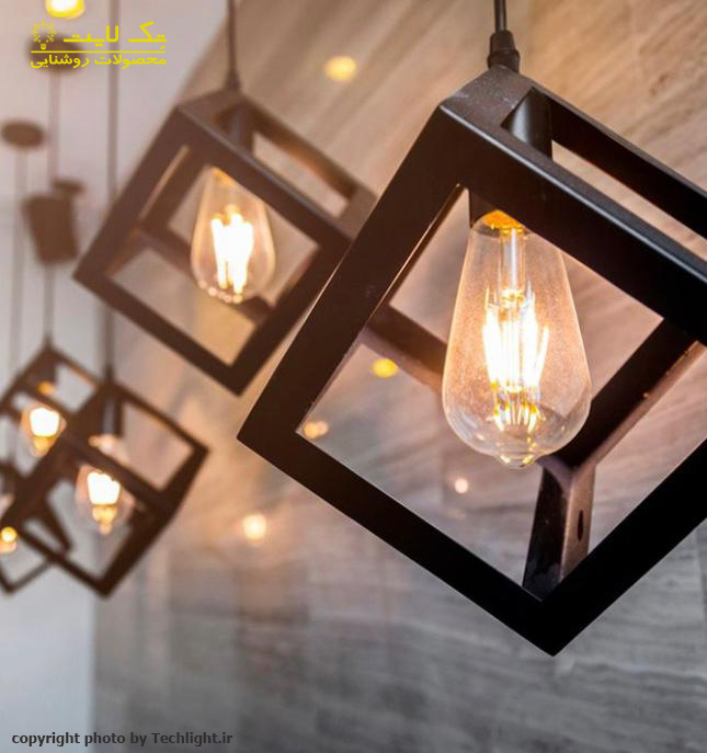 لوستر مشکی مکعبی 3 عددی کد 1018