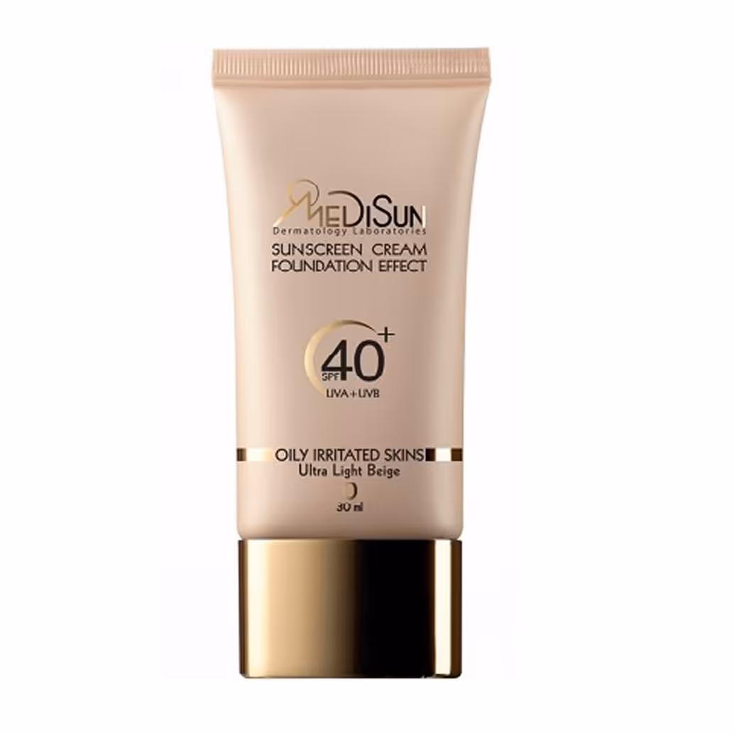 کرم ضد آفتاب رنگی پوست های چرب و حساس بژ خیلی روشن مدیسان SPF40 ا Medisun Oily S