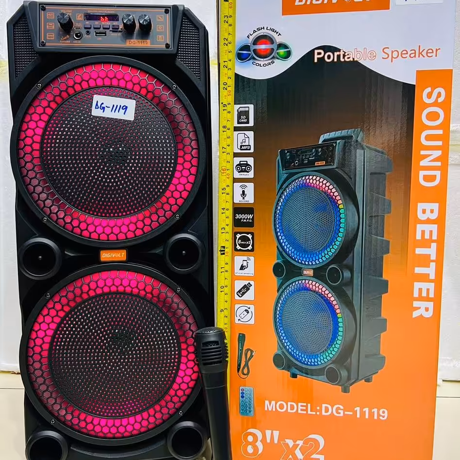 اسپیکر مدل 1119رنگ مشکی همراه با رقص نور ومیکروفون