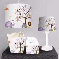 چراغ رومیزی و لوستر اتاق نوزاد طرح حیوانات با زمینه سفید BA-7074