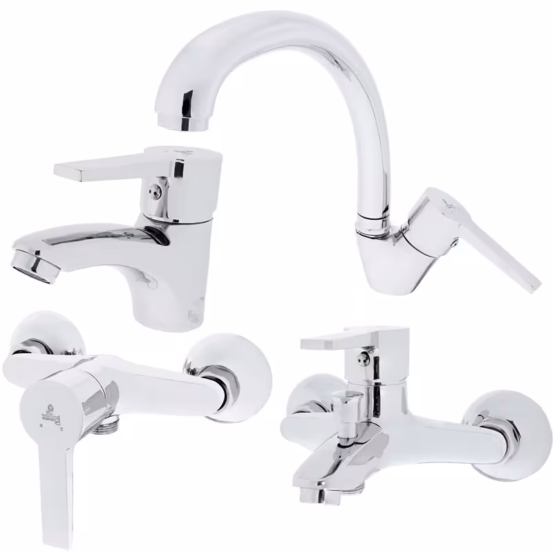 ست کامل 4 تیکه شیرالات رستاک مدل لوتوس رنگ کروم ( ارسال رایگان)