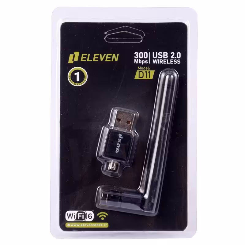 کارت شبکه بی سیم آنتن دار Eleven D11 300Mbps ( 12 ماهه شرکتی )