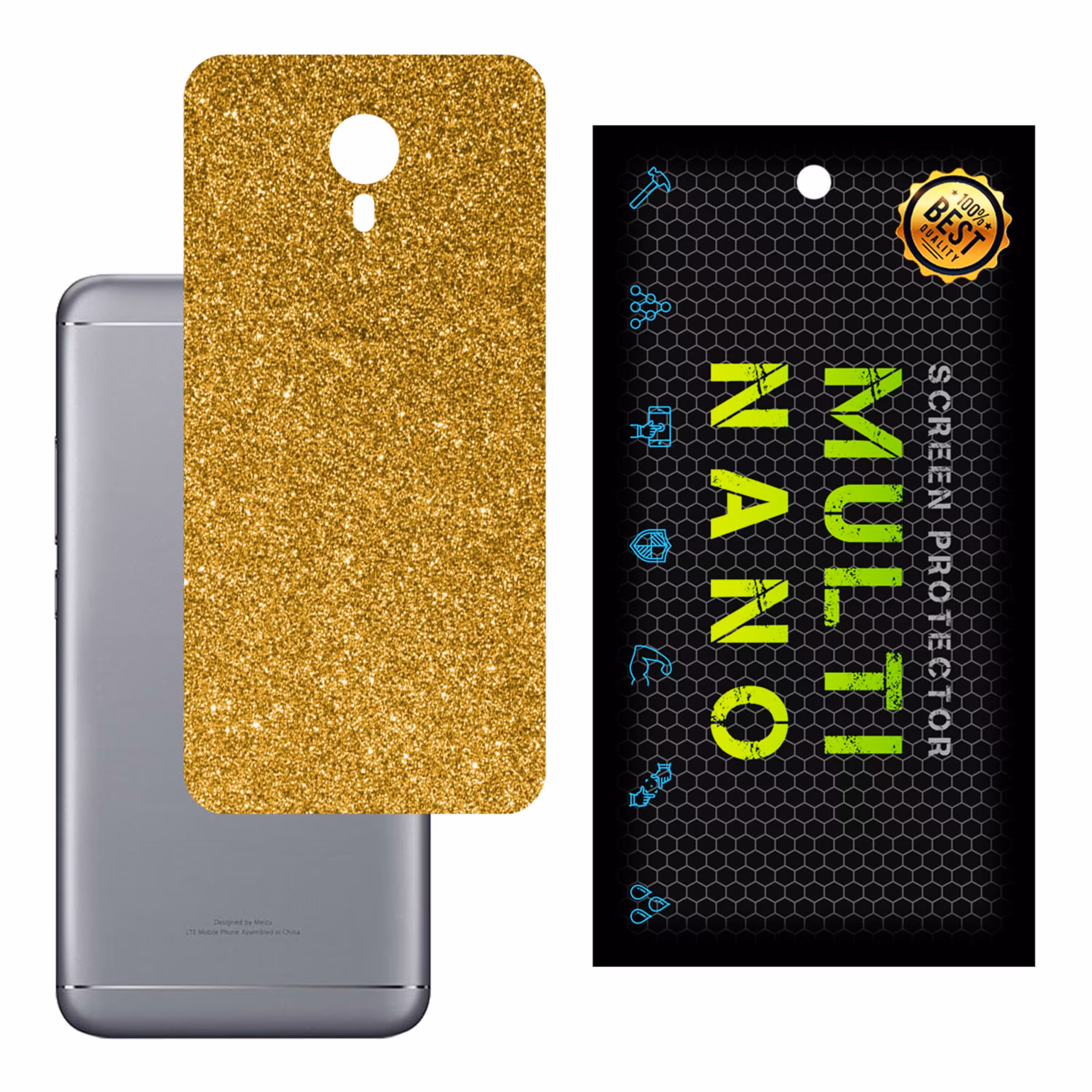 برچسب پوششی MultiNano مدل X-G1F-Gold برای پشت موبایل میزو M3 Note