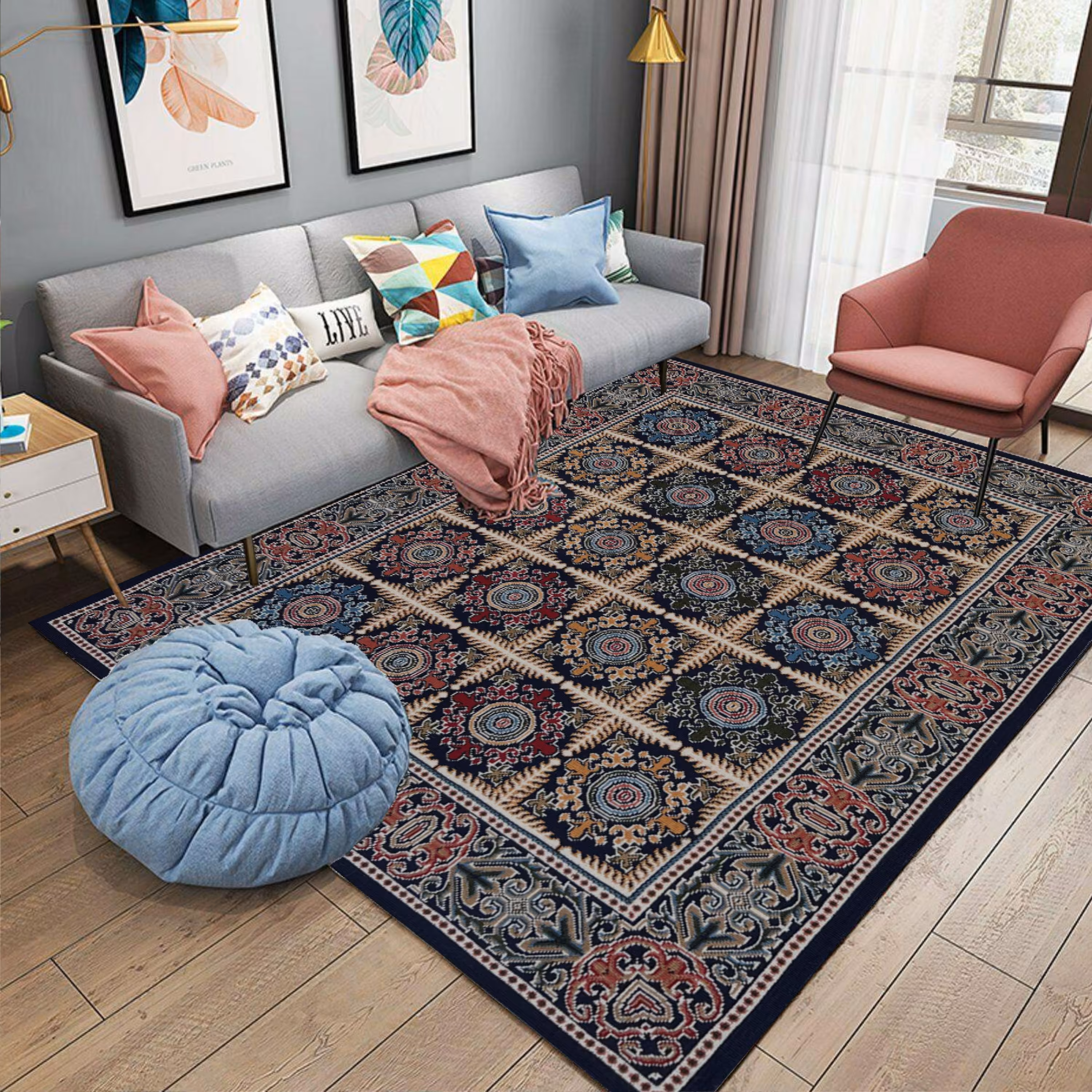 گلیم ماشینی8 متری(4-2)-هشت رنگ-طرح افشاری-در سایزهای مختلف-ارسال پس کرایه