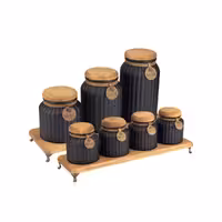 سرویس ادویه شیشه ای درب چوبی