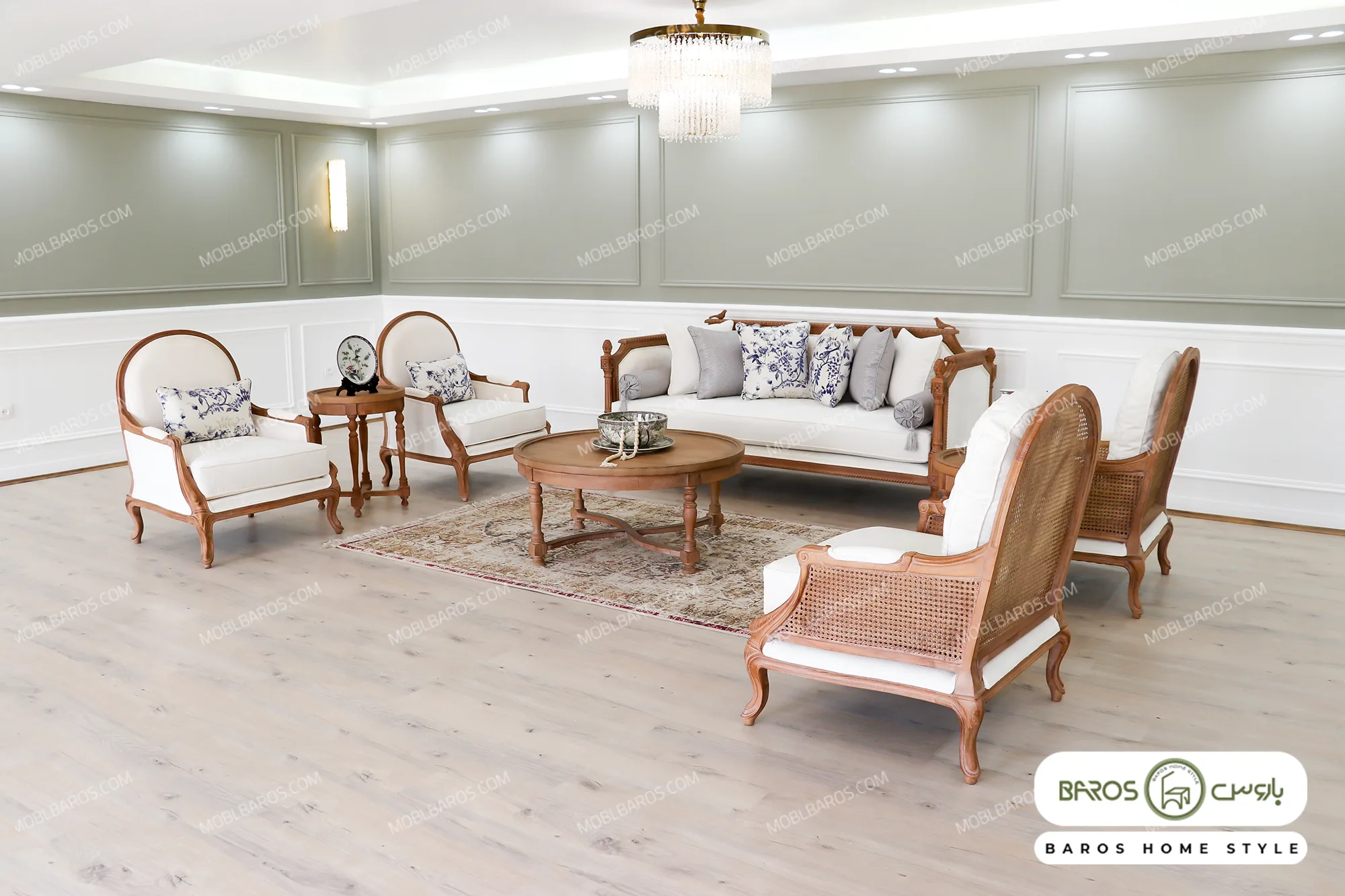 مبل 7 نفره کاجی و تک نفره روما کد 2