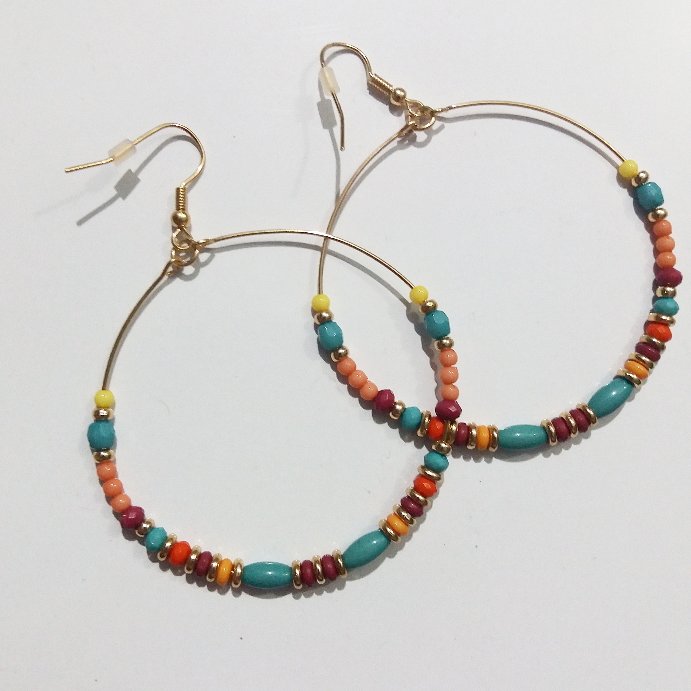گوشواره منجق حلقه ای رنگ ثابت برند accessories