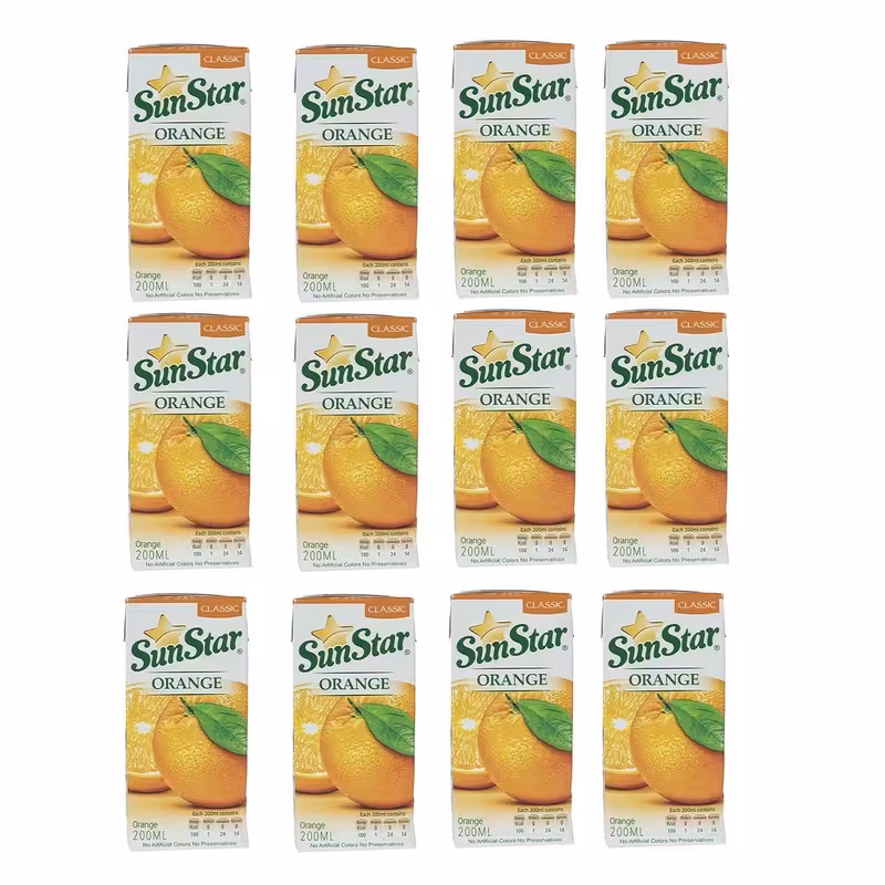 نوشیدنی پرتقال سان استار - 0.2 لیتر بسته 12 عددی