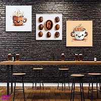 تابلو شاسی بکلیت طرح بوقت قهوه و کافی شاپ مدل SH-1350 مجموعه 3 عددی