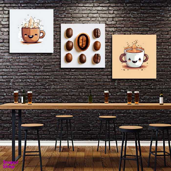 تابلو شاسی بکلیت طرح بوقت قهوه و کافی شاپ مدل SH-1350 مجموعه 3 عددی