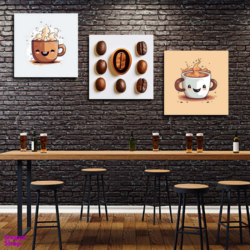 تابلو شاسی بکلیت طرح بوقت قهوه و کافی شاپ مدل SH-1350 مجموعه 3 عددی