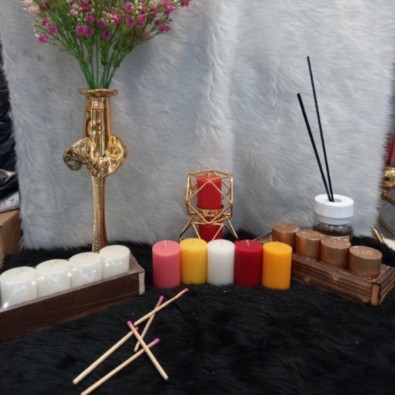 شمع گیفتی12 عددی سفید .شمع طرح استوانه.شمع فانتزی12 عددی