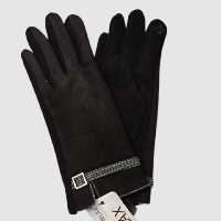 دستکش رویه جیر با نوار طوسی