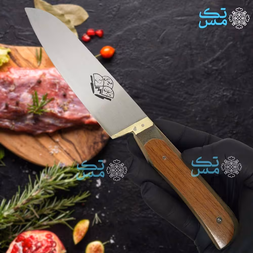 چاقوی آشپزخانه حیدری دسته کائوچو نسکافه ای سایز 2 